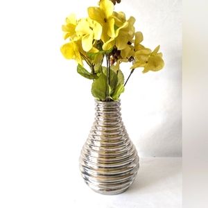 Modern Style Vintage Vase - Pottery Dipped Chrome Colored